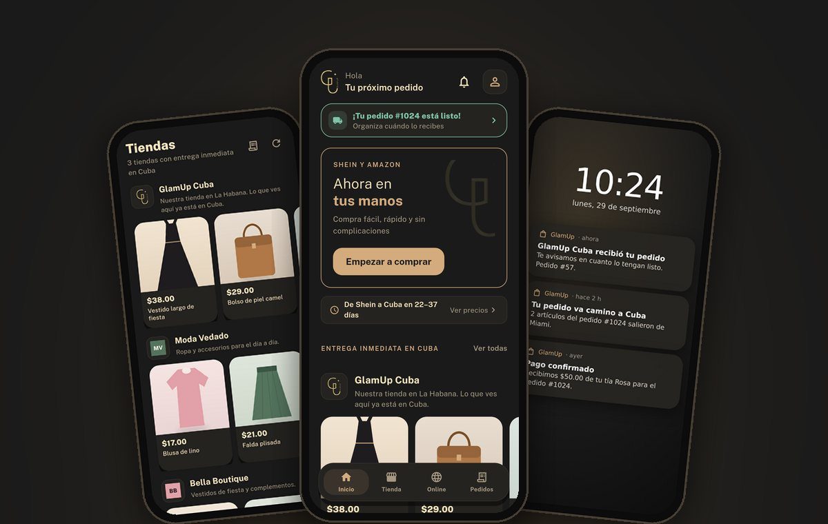 La app de GlamUp: tiendas, tu próximo pedido y los avisos en el teléfono
