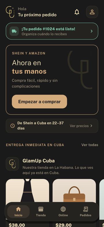 Inicio de la app con las tiendas