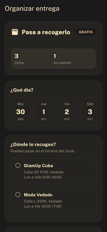 Elegir el día y el punto para recoger